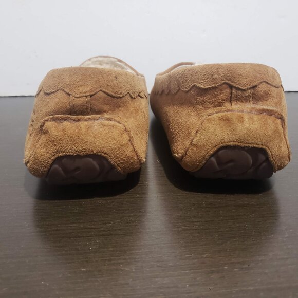 UGG Classic Suede Tan Slip on Moccasin Slippers Sheepkeen Lined 11/ EU 42 - Picture 4 of 12